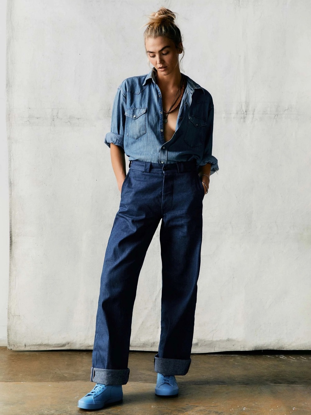 imogene + willie Dark Blue Wide-Leg Jeans